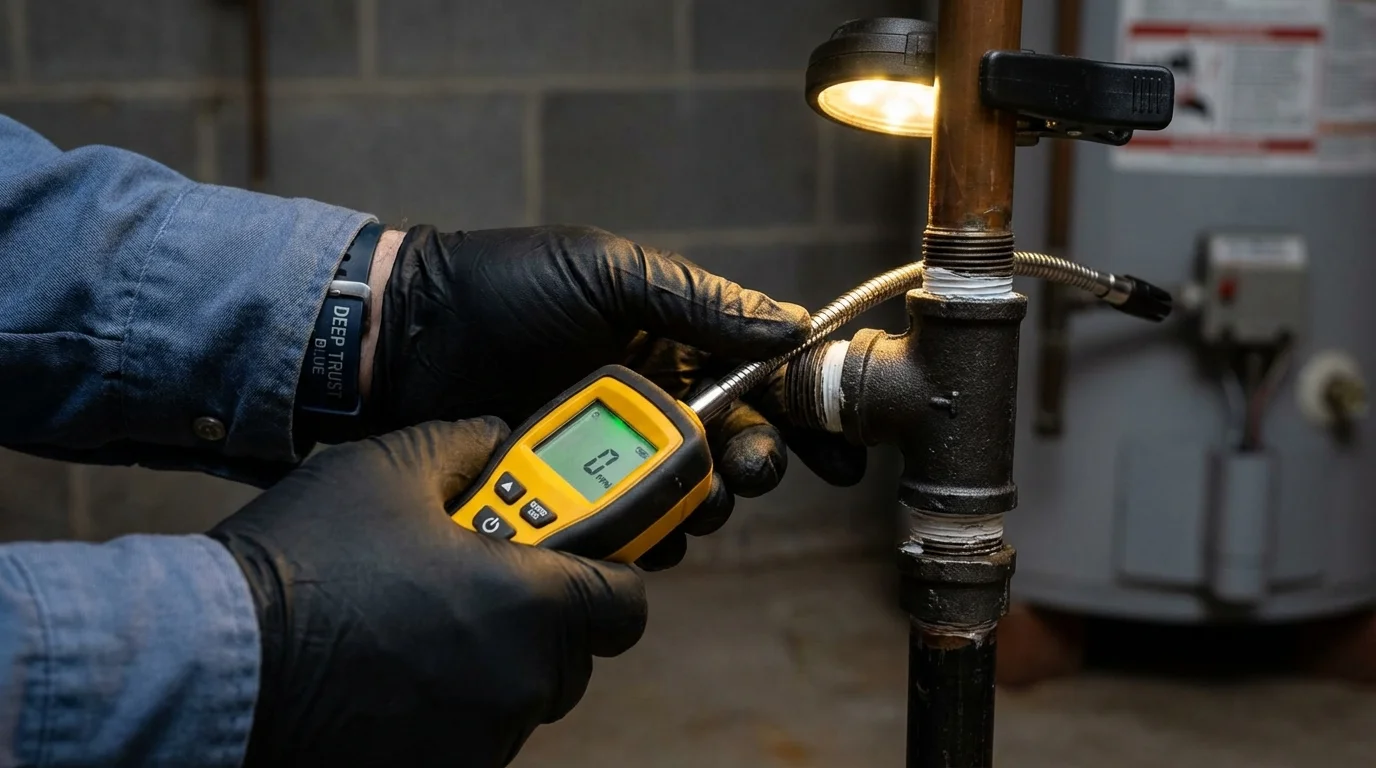 Gas leak detection with electronic sniffer by Johns Plumbing LLC in Goochland