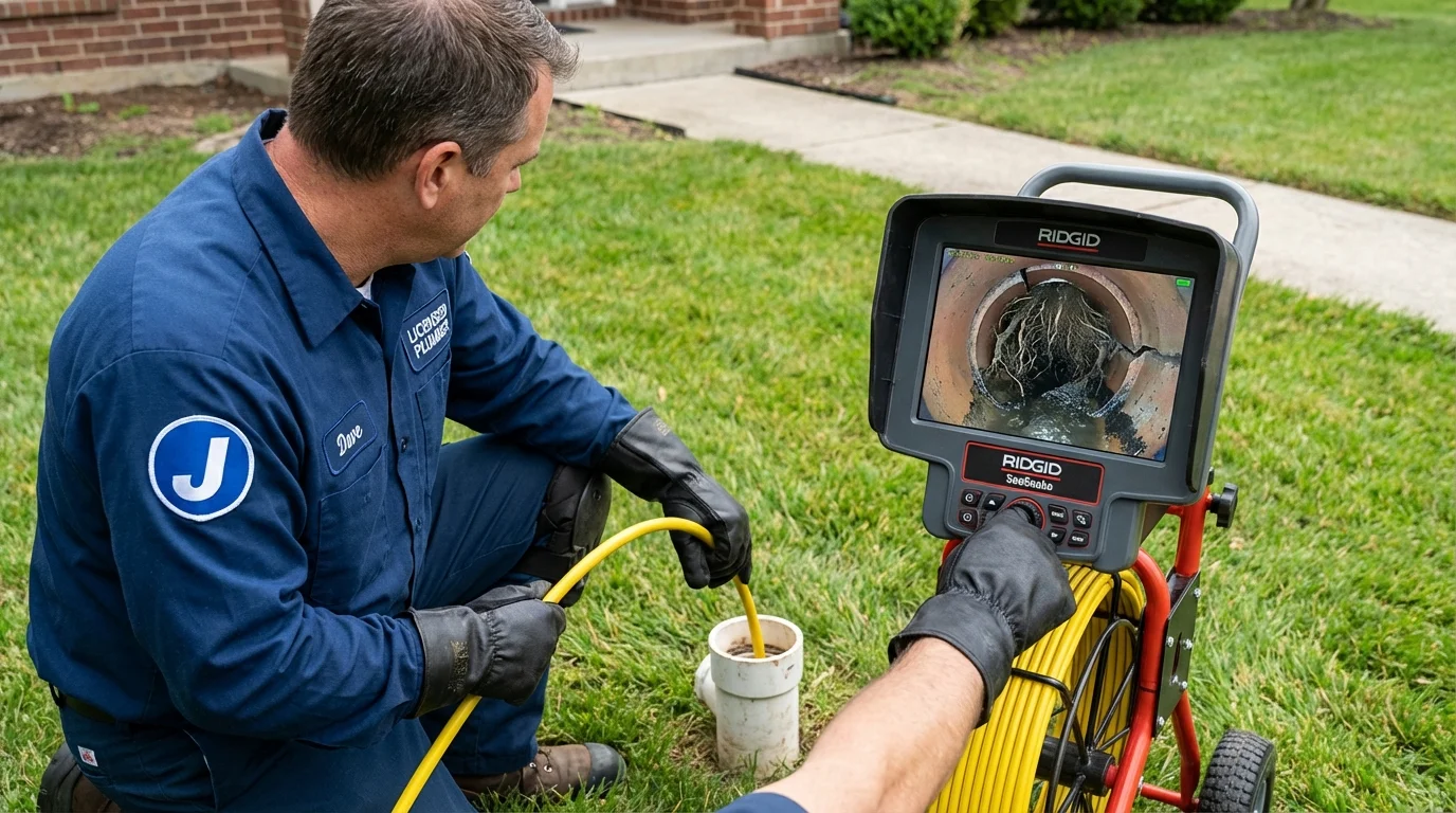 Sewer camera inspection being performed by Johns Plumbing LLC in Goochland